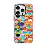 iPhone 16 Pro Clear Case MagSafe Compatible Cats in Mushroom Forest