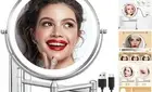 Rechargeable Wall Mounted Makeup Mirror, 8 Inch 1X/10X Magnifying Mirror with