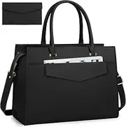 Laptop Bag for Women 2pcs Set 15.6 inch Professional Leather Work Tote Bag with Envelope Clutch Bag