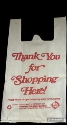 1/6 Non-Woven Reusable Fabric T-Shirt Grocery Bag Tote Thank You 100 bags bulk