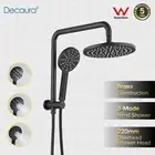 Bathroom Shower 2 in 1 Head Set Black 3-Mode Hand Held 9" Rain Shower Head WELS
