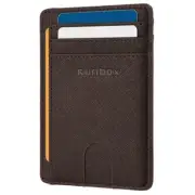 Slim Minimalist RFID Blocking Front Pocket Leather Wallets for Cross Coffee