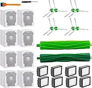 STORM HERO Replacement Parts for iRobot Roomba - 26 Pack Accessories for j7 j7+ i3 i3+ i4 i6 i6+ i7 i7+ i8 i8+ Robot Vacuum Cleaner - 8 HEPA Filters, 8 Side Brushes, 8 Dust Bags, 2 Roller Brushes