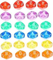 Totority 24pcs Transparent Sided Dice Set for Table Games Math Games Dices for Family Fun Includes Each