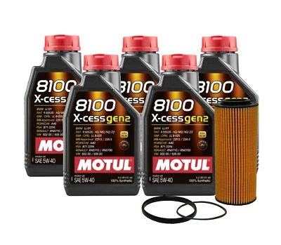 5L Motul 8100 X-CESS GEN2 5W-40 Wix Filter Motor Oil Change Kit API SN (for: Porsche)