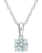 Rina Limor Silver 0.70 ct. tw. Aquamarine Solitaire Pendant Necklace