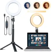 6" USB LED Ring Light Lamp Clip on Lighting + Tripod Stand for photography