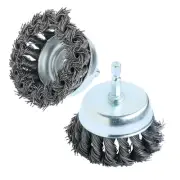 2 Pcs Knotted Wire Cup Brush Set for Drill 1/4 Inch Hex Shank,Coarse Carbon S...
