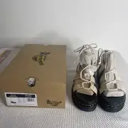 DR. MARTENS Women's Amphibians, Parchment Beige Milled Nappa, 10