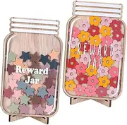 SHINEOFI 2 Sets Reward Jar Crafts Stars Reward Jar Teacher Reward Jar Reward Jar Tokens Reward Jar Classroom Reward Jar for Star Reward Jar Management Tools Wood