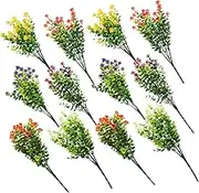 EXAOMBLE 12pc Realistic Artificial Eucalyptus Leaves and Grass for Wall Decoration Easy to Install Faux Greenery for Home Office No Maintenance Required Lifelike Design