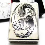 Dragon Shelly Shell Inlay Nickel Black Zippo Oil Lighter 2012 MIB Rare