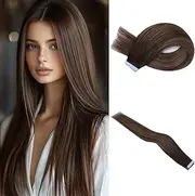 PHOCAS Tape in Hair Extensions Human Hair, Balayage D.Brown to Golden Brown, 40cm/16" 50g 20pcs, Human Hair Extensions Tape in Remy Straight Hair Extensions Skin Weft Double Sided Tape