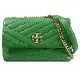 TORY BURCH 90452 經典LOGO絎縫翻蓋肩斜鍊包.綠