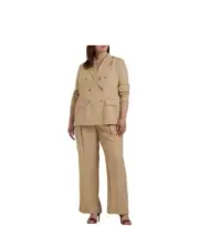 Lauren Ralph Lauren Womens Tan Peak Double Breasted Lightweight Blazer Size 14W