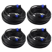 4Pcs Speakon to Speakon Cables 50ft 12 Gauge AWG Wire Audio PA Speaker AMP Cable