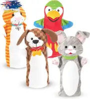 Playful Pets Hand Puppets Set, Plush Animal Puppets for Kids, Playtime & Shows