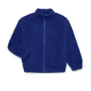 Wonder Nation Boy's size S 6-7 High Pile Fleece Zip Up color Denim Blue NEW