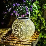 Solar Big Lantern Hanging Garden Outdoor Lights Metal Waterproof LED Table Lamp Decorative