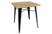 Bolero Black Square Steel Bistro Table with Wooden Top 700mm - Cafe Tables (GM631) - GM631
