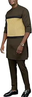 [Sweejim] Men Tracksuit Half Sleeve Shirts And Ankara Pants 2 Piece Outfits African Suits Plus Size