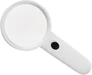 Ipetboom LED Handheld Magnifier Portable Plastic Handle for Reading Books Newspapers Crafting Lightweight Design for Easy Use Present Without Battery White