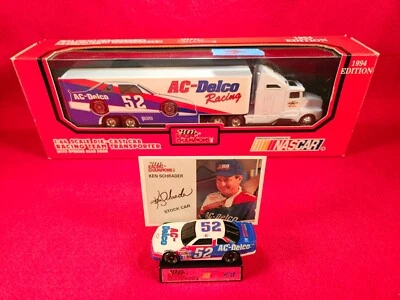 KEN SCHRADER NASCAR #52 TRANSPORTER BUNDLE w/MATCHING STOCKCAR & PLAYER CARD