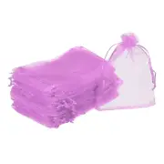 50pcs Organza Bags 4x6 Inch Drawstring Favor Pouches Sheer Mesh Bag Pink Purple