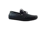 Zasel Anchor Boat Shoes Dark Blue Leather Mens Casual Slip On Deck Grip Loafers