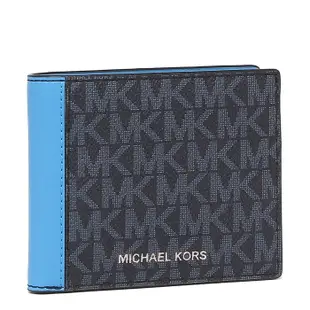 MICHAEL KORS 短夾 皮夾 老花防刮PVC皮革 男夾 短夾 皮夾 錢包 M63838 藍色MK(現貨)