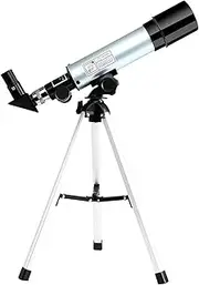 RAYWE Portable Telescope, 90X Magnification, Beginner Kids Telescope, Black and Silver, Multi-element Eyepiece, Altazimuth Mount, Unisex