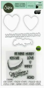My Valentine Hearts Sizzix Stamp & Framelits Die Set 661860 Valentine's Day NEW!