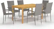 Kitchen Chairs Furniture Set, Balcony Furniture with Table, 7 Piece Garden Dining Set for Porch, Poolside, Deck, Garden, 150 x 90 x 74 cm, Grey