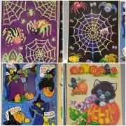 Vintage Color Clings Static Cling Happy Halloween Fall Window Decoration 1997