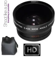 0.43x HD Wide Angle with Macro Lens For Canon Powershot SX70 HS (With Adapter)