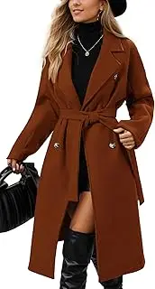 [KEOYA] Women's Classic Double-Breasted Trench Coat Wool Blend Lapel Pea Coat Mid Long Fall Winter Jacket Outwear