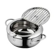 Japanese Tempura Fryer Pan with and Lid, 304 Stainless Steel Deep Frying7164