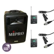 Mipro MA505 Portable Battery PA System with 2x Wireless Lapel Microphones
