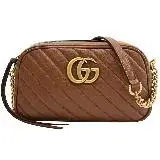 GUCCI 447632 GG Marmont 24cm 牛皮斜背相機包.焦糖棕