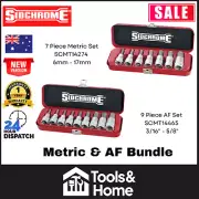 Sidchrome 7 Piece Metric + 9 Piece AF 1/2” Drive Hex Allen key Socket Set