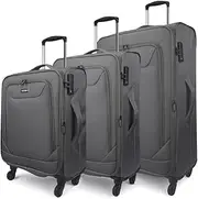 [EAGLEMATE] 3 Piece Lightweight Soft Luggage Suitcase Set – Durable, Expandable, 360° Spinner Wheels, Soft Touch Exterior, TSA Lock for Secure Travel