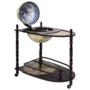 NNEVL Freestanding Globe Bar Wind Stand Eucalyptus Wood Green