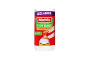 Multix Tidy Bag Drawtight Bin Liner With Drawstring, White, Large, 34L, 71 X 59cm, 40 Pieces/Pack
