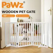 pawz Wooden Pet Gate Dog Fence Safety Barrier Security Door 3/4/6 Panels 80Cm
