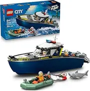 LEGO® City Police Boat Chase 60456 Toy Building Set, Floatable Speedboat and Crook’s Dinghy, Toy Idea for Everyday Heroes Aged 6 and Up, 1 Crook and 2 Police Officer Minifigures, Plus a Shark Figure