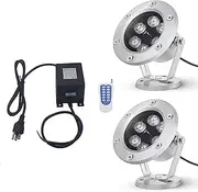 2 Pack 6w Pond Lights - Led Underwater Landscape Spotlight, Waterproof IP67 Garden Light, 360° Adjustable Angle RGB Light, 12V/24V Low Voltage Fountain Landscape Decorative Lighting (Color : Yellow l