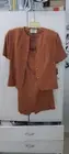 NWT Top And Skirt Set 2Pc Suit Rust Jacket Blazer Linen Outfit Matching Co Ord &