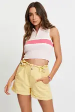 Yellow 2 Button Paperbag Color Denim Shorts - Size 6, Women's Hw Colourd Short