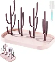 Baby Bottle Drying Rack with Tray, Creative Tree Branch Baby Bottle Dryer Holder,Tabletop Bottle Rack, Suitable for Bottle, Nipple, Cup, Pump Parts and Accessories (Red)