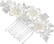 Anlayliay Wedding Bridal Hair Combs Vintage Imitation Crystal Hairpins Prom Jewelry Gold Silver Flower Pattern Hair Accessories Pins Women Silver
